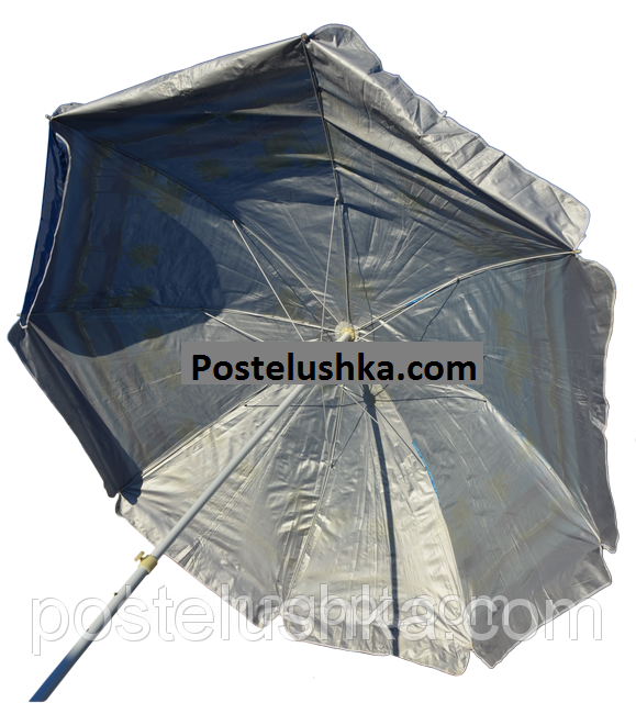 Парасолька для саду, пляжу круглий 2,5 м зі срібним напиленням 10 с. пластик кольору в асортименті, фото 1
