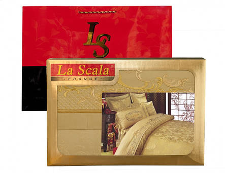 Комплект постільної білизни La Scala шовковий жаккард JT-23 (Полуторний), фото 2