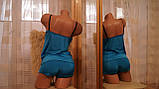 Жіноча нічна піжама Galina R09 на брухтах Голубий, фото 3