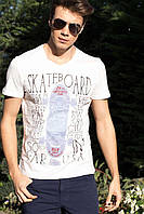 Мужская футболка De Facto белого цвета с надписью на груди Skateboard, фото 1