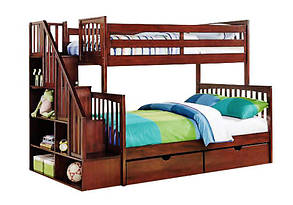 Ліжко на три спальних місця дерев'яне + сходи Жанна
