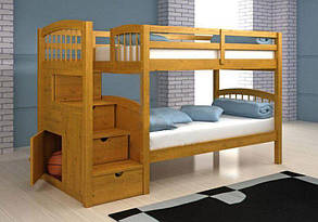 Ліжко двоярусне дерев'яне + сходинки Олімп (вибір кольору)