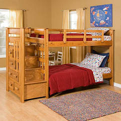 Дерев'яне двоярусне ліжко з ящиками та трьома спальними місцями Аврора (вибір кольору)