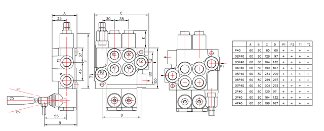схема гідророзподільника Р40