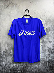 Чоловіча футболка Asics, чоловіча футболка Асикс, спортивна, брендовий, бавовна, синя, всі розміри S