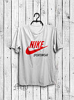 Футболка Найк мужская хлопковая, спортивная летняя футболка Nike, Турецкий хлопок, S Белая