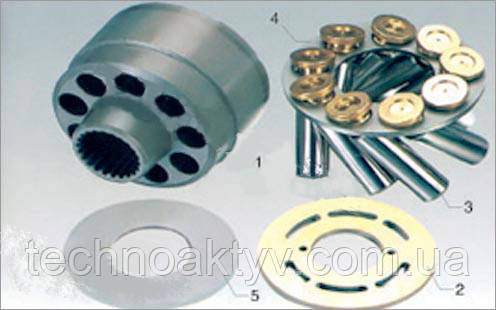 Гидравлический насос Kubota HPVMF16/23/32 1. Поршневой блок - 1 шт 2. Клапанная плита - 1 шт 3. Поршень - 9 шт 4. Стопорная планка - 1 шт 5. Упорная плита - 1 шт Гидравлический насос Kubota HPVMF16/23/32 1. Поршневой блок - 1 шт 2. Клапанная плита - 1 шт 3. Поршень - 9 шт 4. Стопорная планка - 1 шт 5. Упорная плита - 1 шт