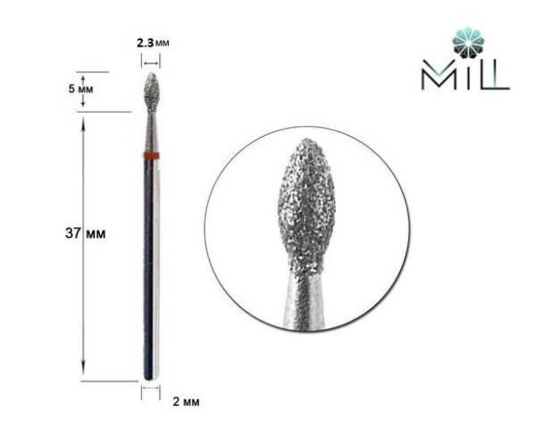 

Насадка алмазная Капля 2.3 мм красная Mill, Красный