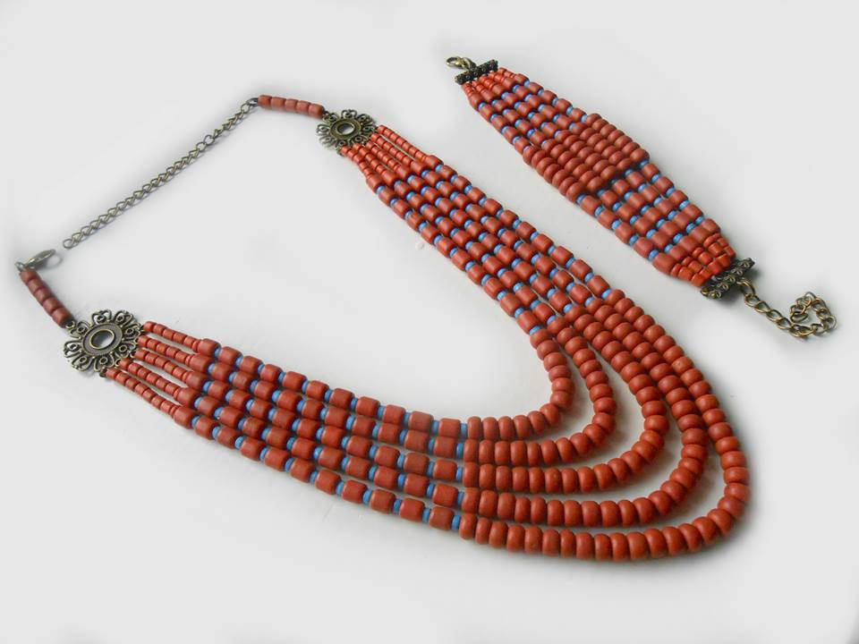 

Ожерелье и браслет из керамики