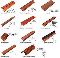 Вироби з поліестеру, оцинкування, фарбованого металу, комплектуючі для покрівлі.