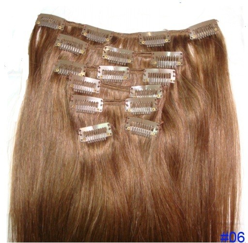 Набор натуральных волос на клипсах 50 см оттенок №6 160 грамм - фото 1 - id-p3276819
