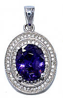 Кулон з бузковим та білим цирконом. Родій. Довжина: 2,8 см. Ширина: 16 мм.