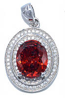 Кулон з червоним і білим циркону. Родій. Довжина: 2,8 см. Ширина: 16 мм.