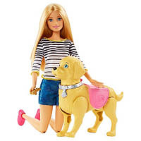 Кукла Барби на прогулке с питомцем Barbie Girls Walk and Potty Pup with Blo