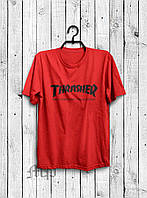 Футболка Трешер мужская хлопковая, спортивная летняя футболка Thrasher, Турецкий хлопок, S Красная