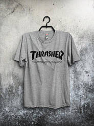 Чоловіча футболка Thrasher, чоловіча футболка Трешер, спортивна, брендовий, сіра, S