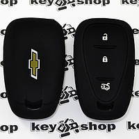 Чехол (черный, силиконовый) для смарт ключа Chevrolet (Шевролет) 3 кнопки