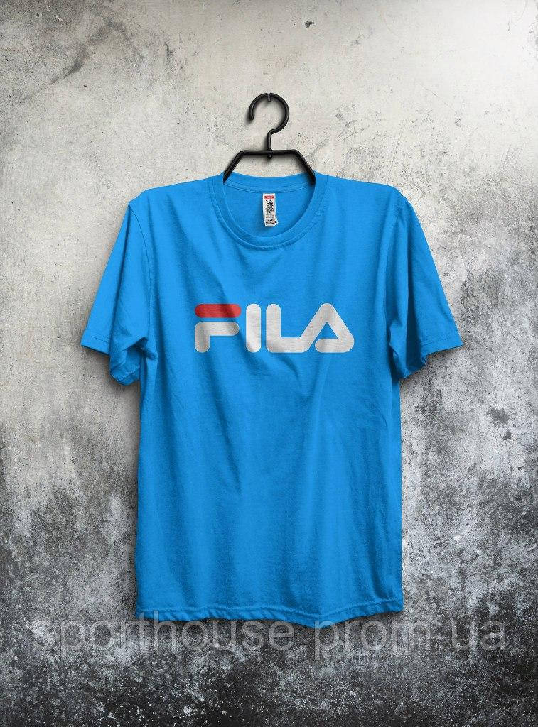 Чоловіча футболка Fila,чоловіча футболка Філа, спортивна, брендовий,бавовна, блакитна S