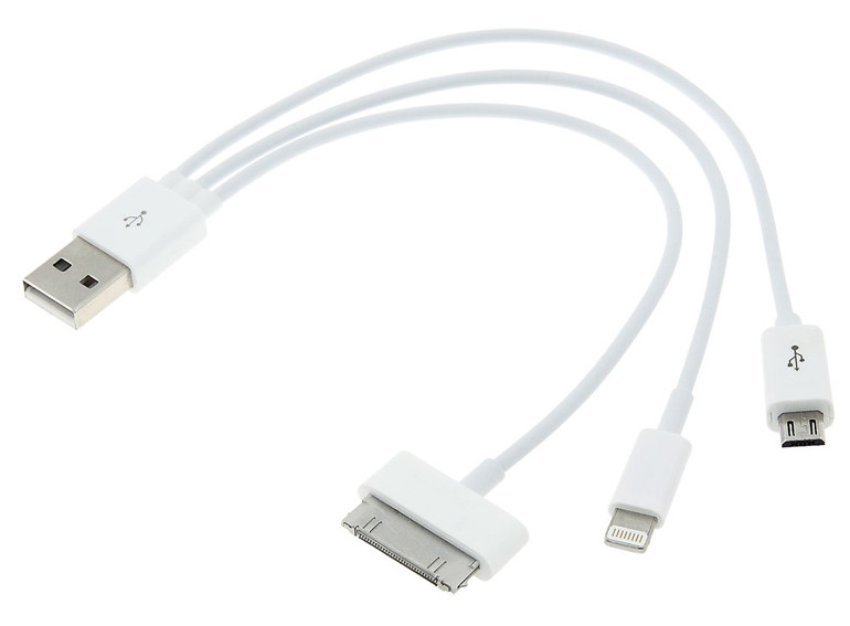 Кабель зарядний 3 в 1 USB - micro USB, для Iphone4/5/6