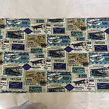 Готовий вафельний рушник з літаками і марками 45х70 см, фото 2