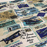 Готовий вафельний рушник з літаками і марками 45х70 см, фото 3