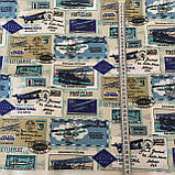 Готовий вафельний рушник з літаками і марками 45х70 см, фото 4