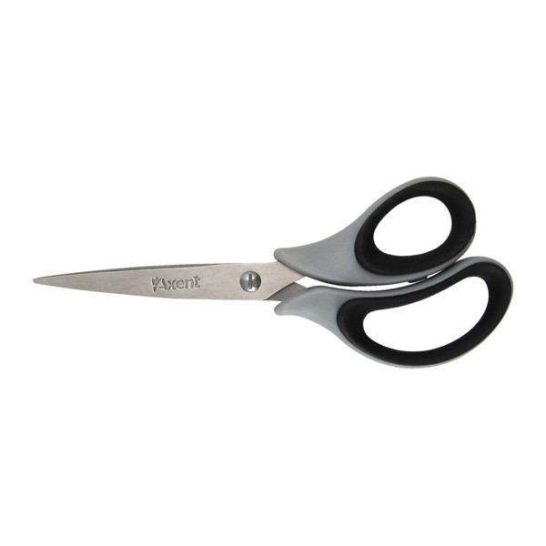Ножницы канцелярские 16,5 см Axent Duoton Soft, 6101 серо-черные - фото 2 - id-p552286325
