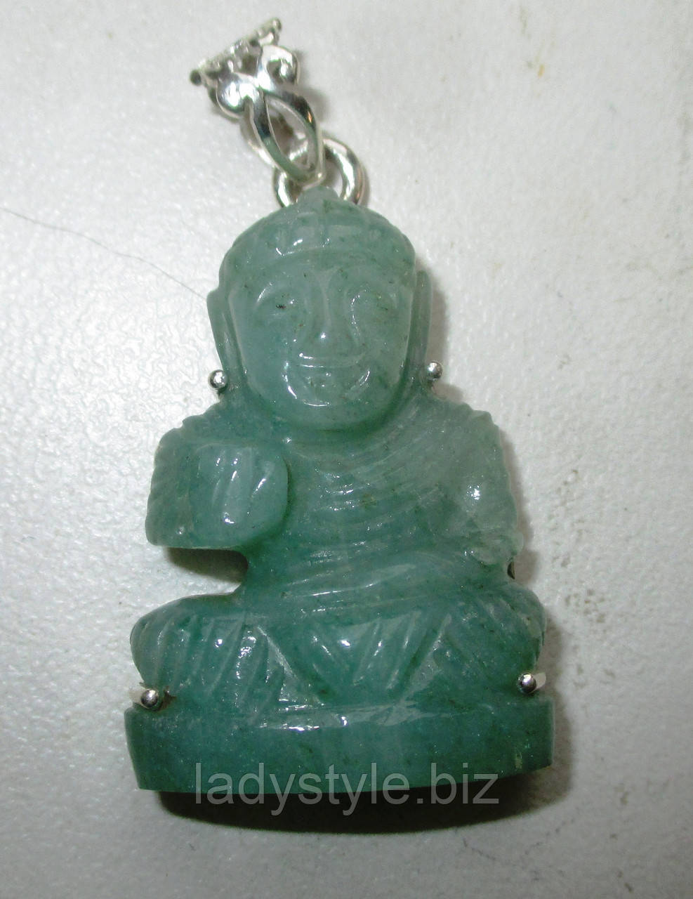 Срібний кулон із нефритом "Будда"