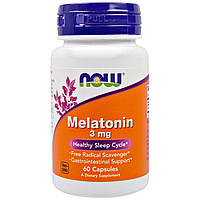 Мелатонин, Melatonin, Now Foods, 3 мг, 60 капсул