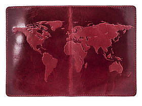 Обкладинка для паспорта VIP (хамелеон червоний) тиснення "WORLD MAP", фото 4