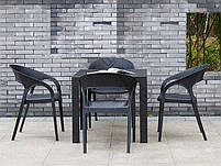 Стіл пластиковий Spring II OW-T209S чорний, імітація ротанга для відкритих майданчиків кафе, фото 4