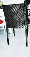 Стіл пластиковий Spring II OW-T209S чорний, імітація ротанга для відкритих майданчиків кафе, фото 7