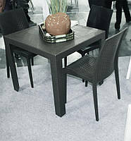 Стіл пластиковий Spring II OW-T209S чорний, імітація ротанга для відкритих майданчиків кафе, фото 2