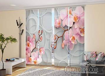 Японські фото штори "Орхідеї і візерунок" - Будь-який розмір. Читаємо опис!