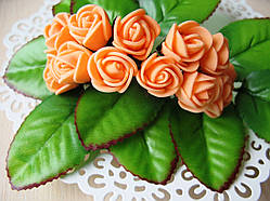 Троянди з латексу маленькі жовтогарячі d 1-2 см — набір 12 шт.