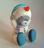 Сувенірне мило ручної роботи Тедді в костюмі сніговика (в тубусі)