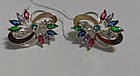 Сережки зі срібла і золота з різнокольоровими цирконами Колорит, фото 6