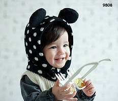 Тепла шапка з вушками для дівчинки. 50-54 см