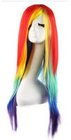 Парик женский искусственный little pony rainbow dash радуга дэш разноцветный 70см длинный прямой