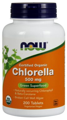 Органічна Хлорелла, Chlorella, Now Foods, 500мг, 200 Таблеток