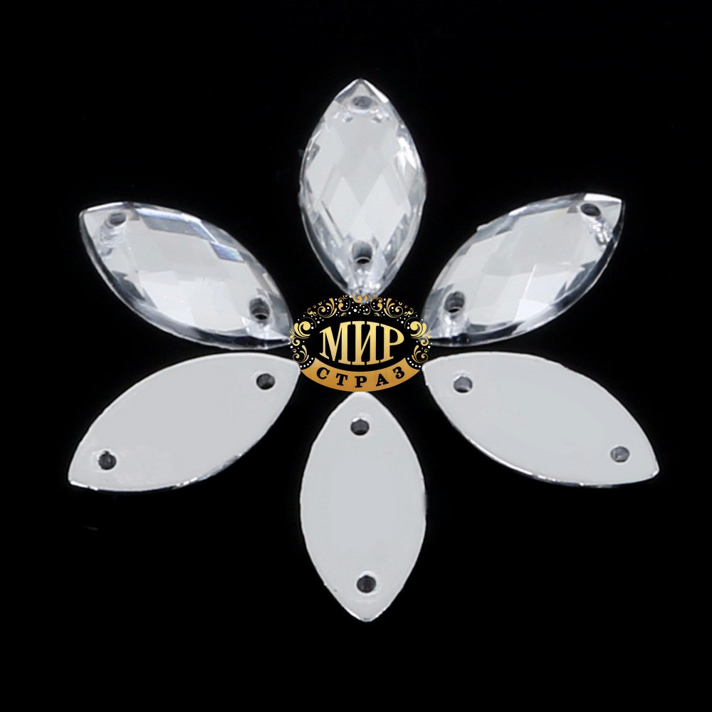 Пришивні стрази акрил.Лодочка.Crystal 7*15 мм.Ціна за 1 шт.