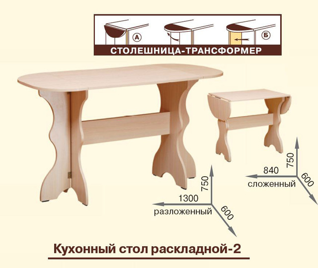 Стол кухонный раскладной - 2 (размеры) Стол кухонный раскладной - 2 (размеры)