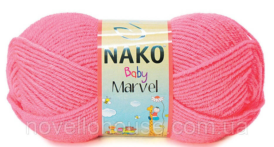 Nako BAMBINO MARVEL (Бамбiно марвел) № 10493 яскраво-рожевий  (Пряжа, нитки для в'язання)