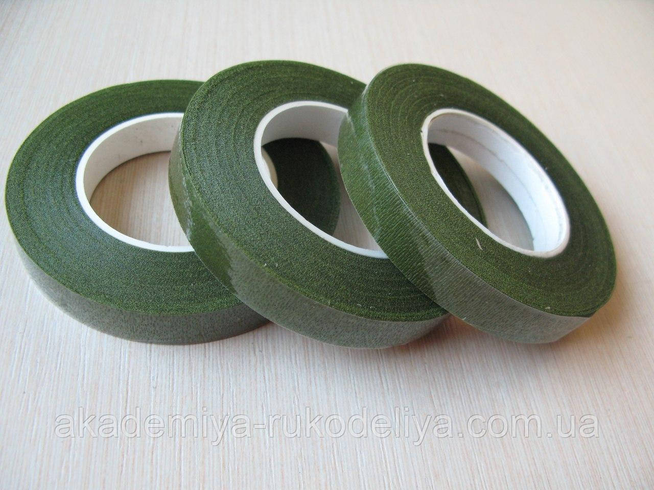 Тейп стрічка темно-темно зелена (флористична стрічка) 12 мм, фото 1