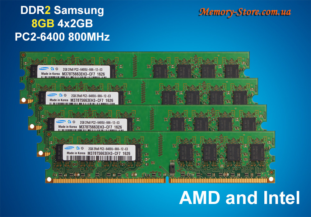 Оперативна пам'ять DDR2 Samsung 8Gb 4x 2GB PC2-6400 800MHZ Intel/AMD