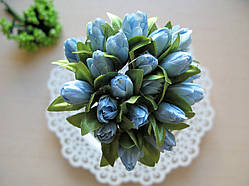 Тюльпани з тканини блакитні 2 см (20 шт.)