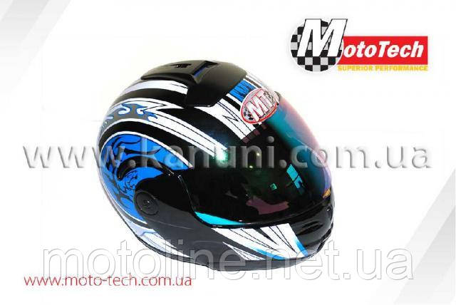 Шолом 108/508 (трансформер, закритий/тоноване скло) чорно-синій MotoTech, фото 1