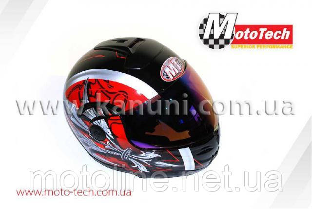 Шолом 108/508 (трансформер, закритий/тоноване скло) чорно-червоний MotoTech