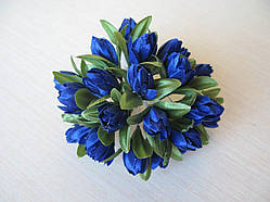 Тюльпани з тканини сині 2 см — 20 шт