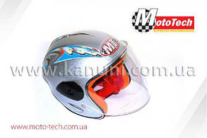 Шолом 906 (шолом дитячий відкритий біле скло) сірий MotoTech